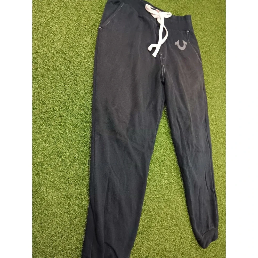 True Religion World Tour Jogger Pants‎ Mens Medium Black Tapered Leg Drawstring